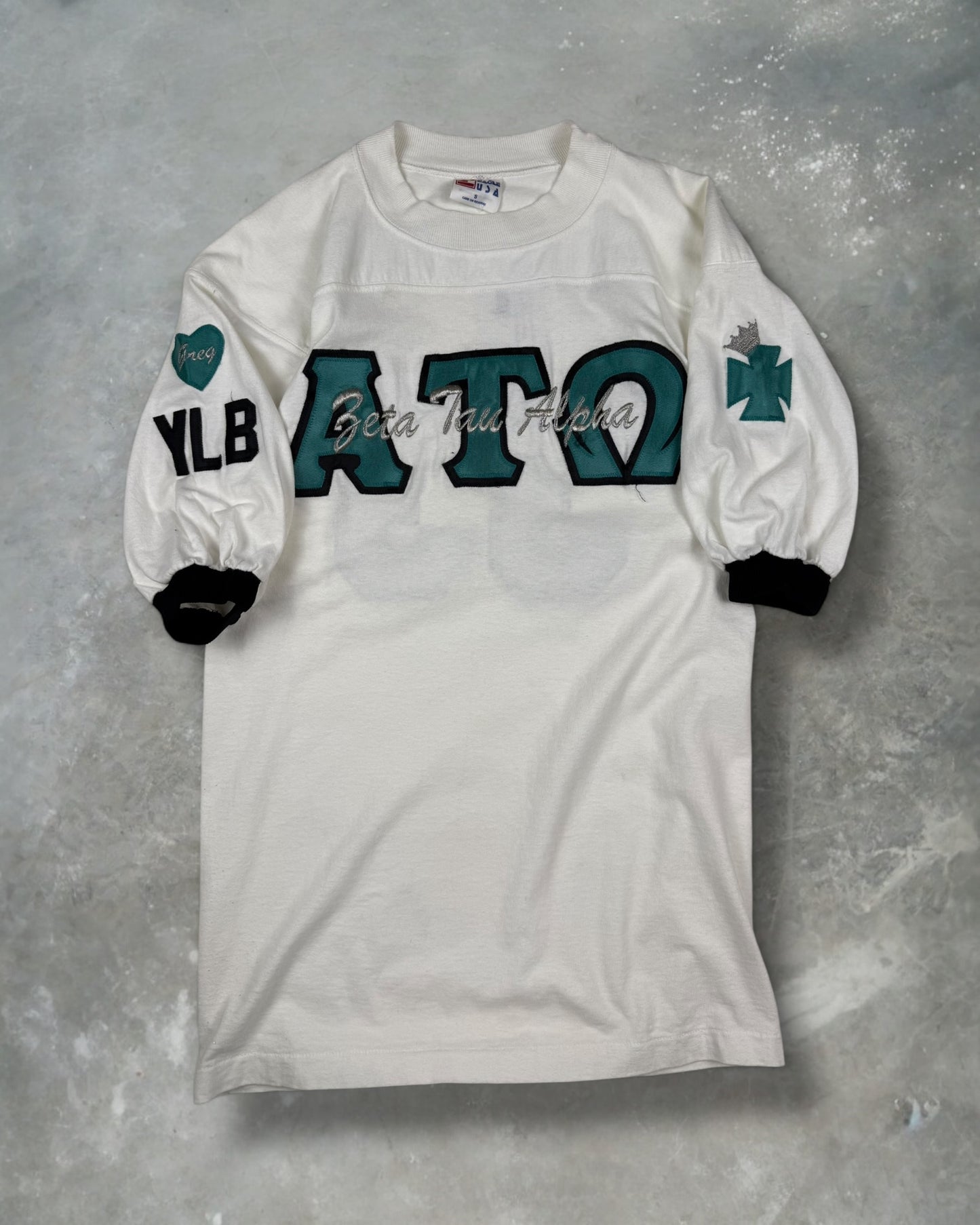 ‘80s Beta Tau Alpha Drinking Jersey Tee Sz. S