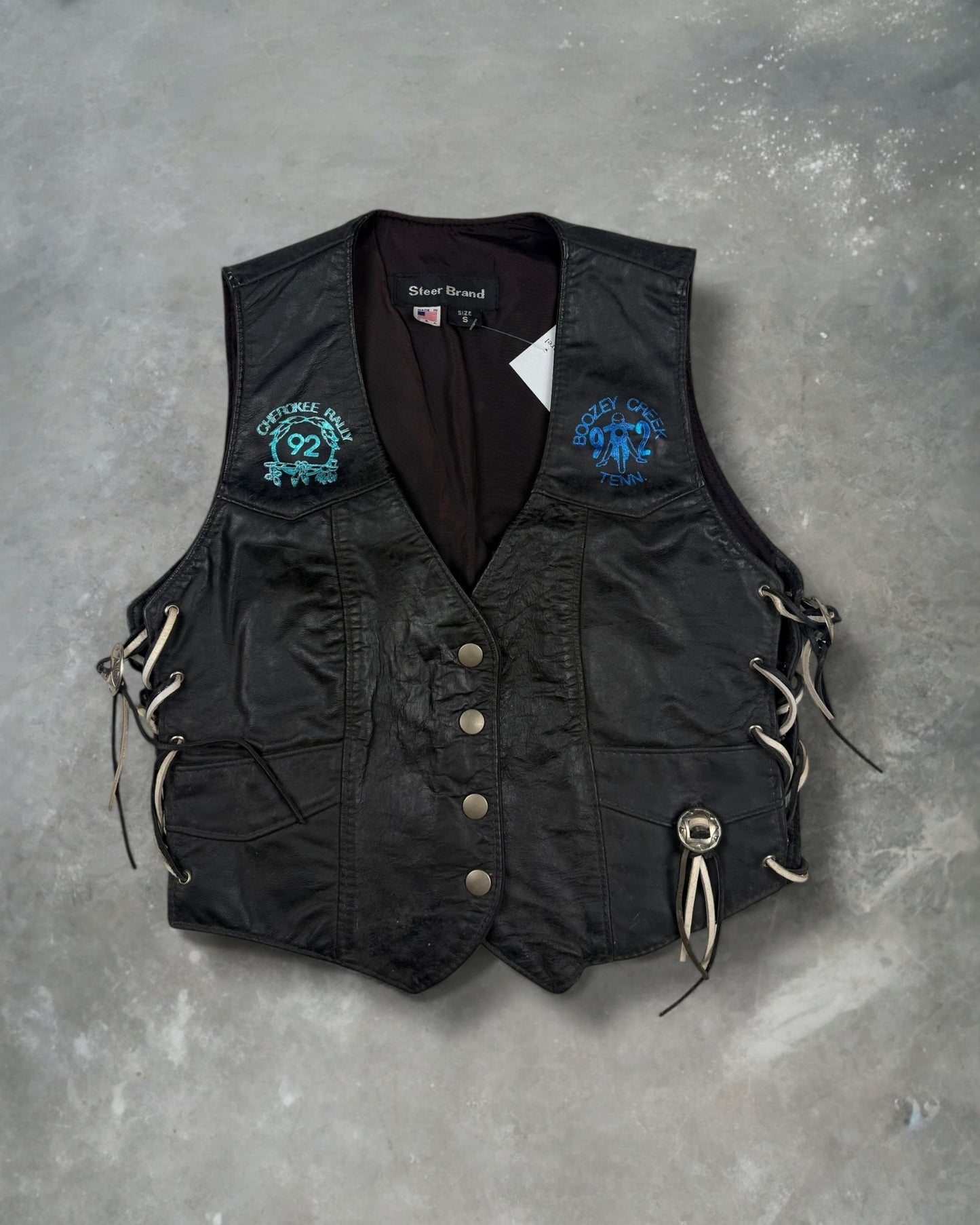 ‘93 Sturgis Harley Leather Vest Sz. S