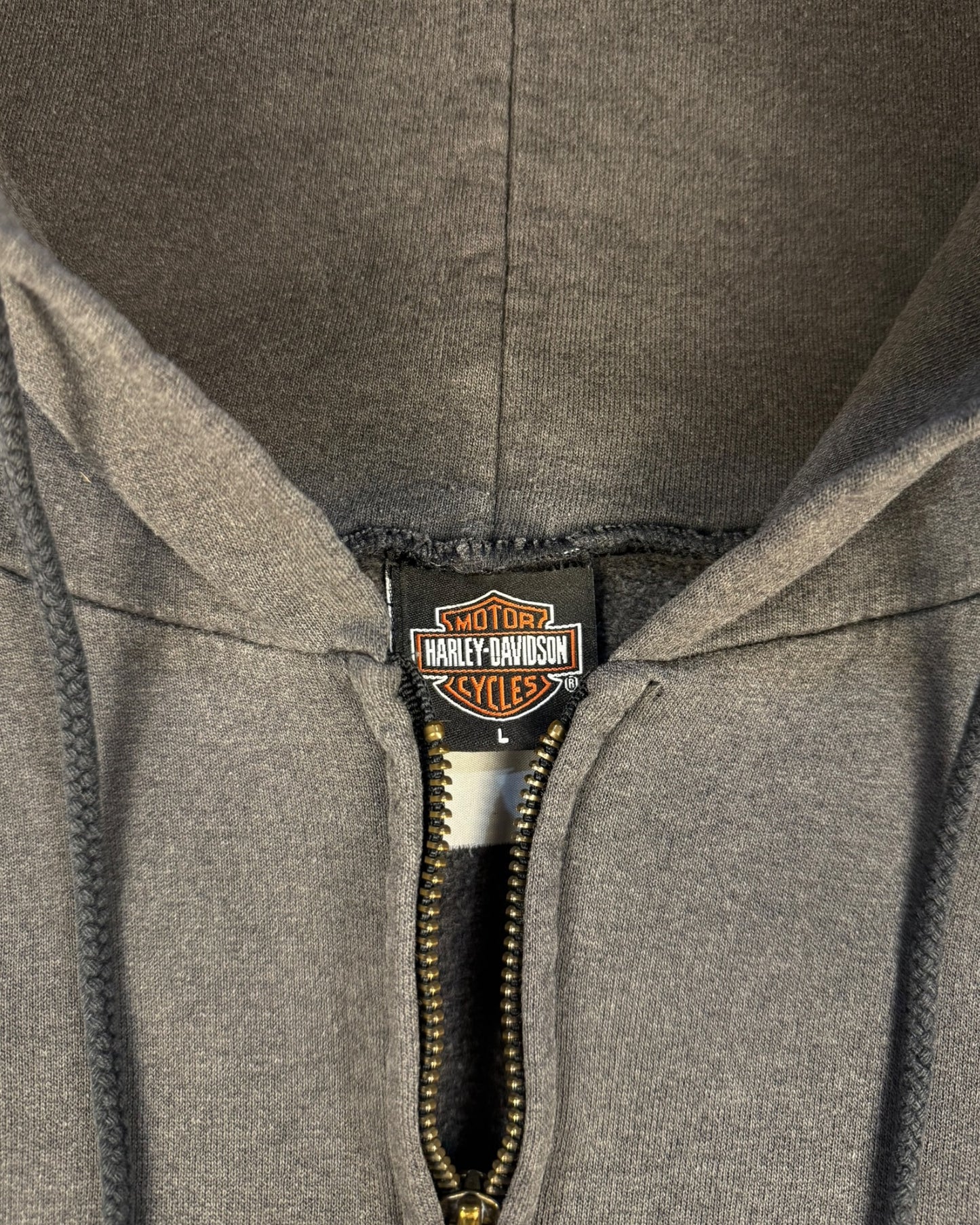 ‘02 Wisconsin Harley Davidson Flame Zip Up Hoodie Sz. L
