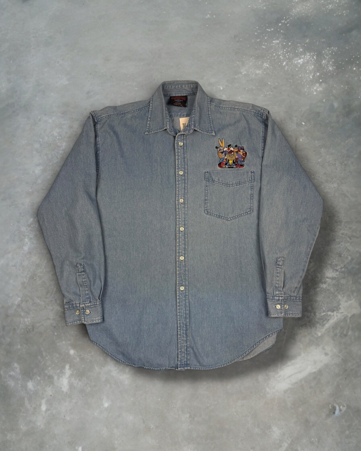 ‘95 Looney Tunes Denim Button Up Sz. L