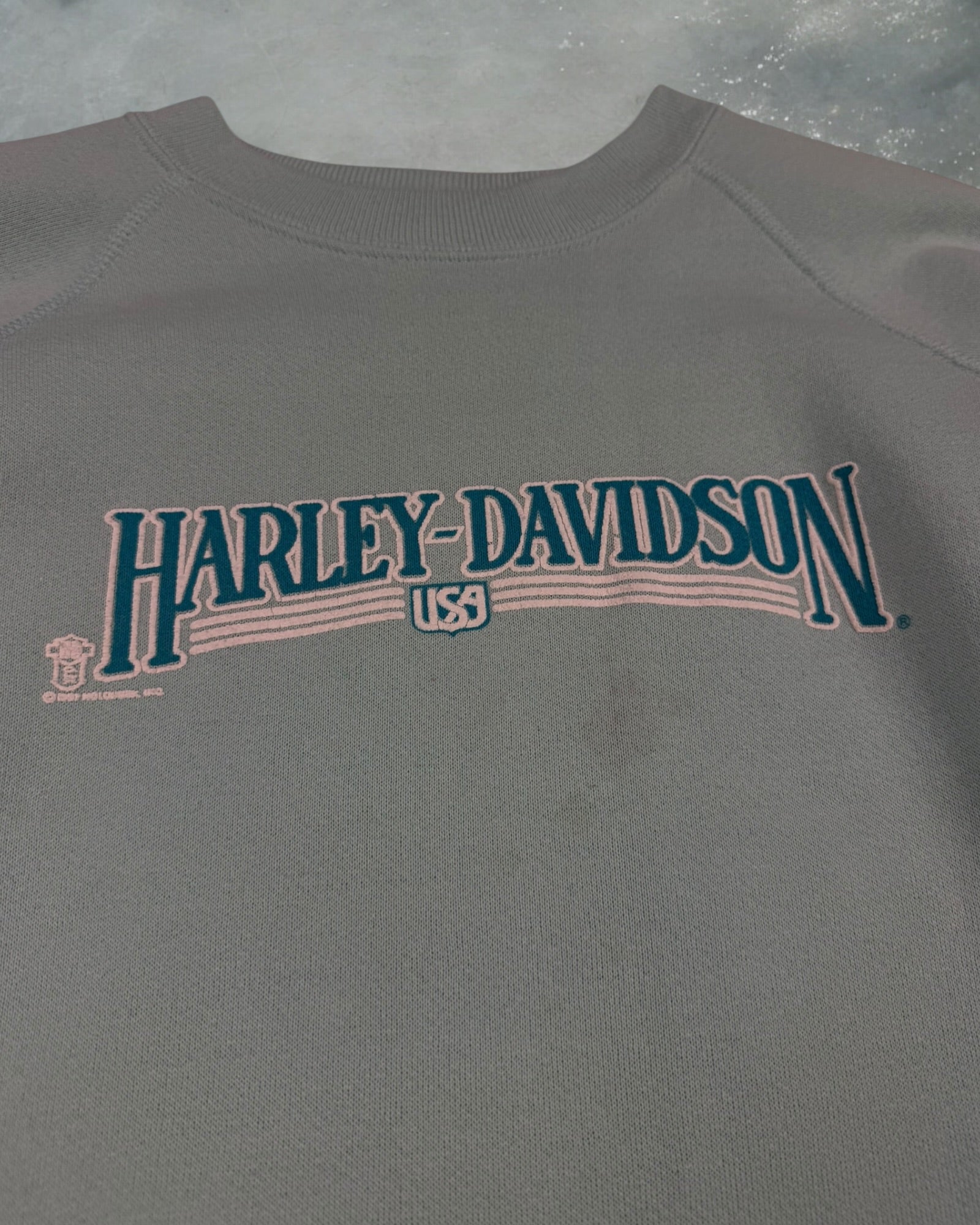‘82 Rockford Mint Green Harley Davidson Crewneck Sz. XL