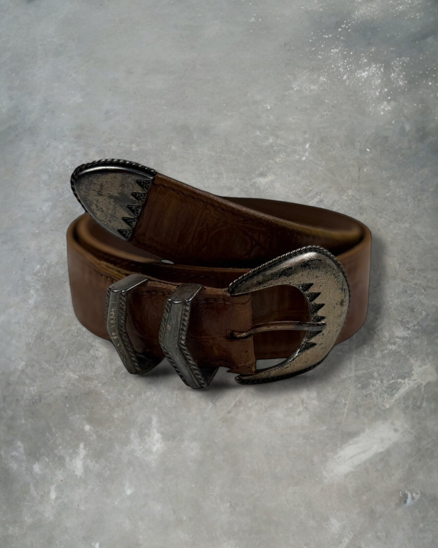 ‘00s Brown Silver Buckle Belt Sz. 30