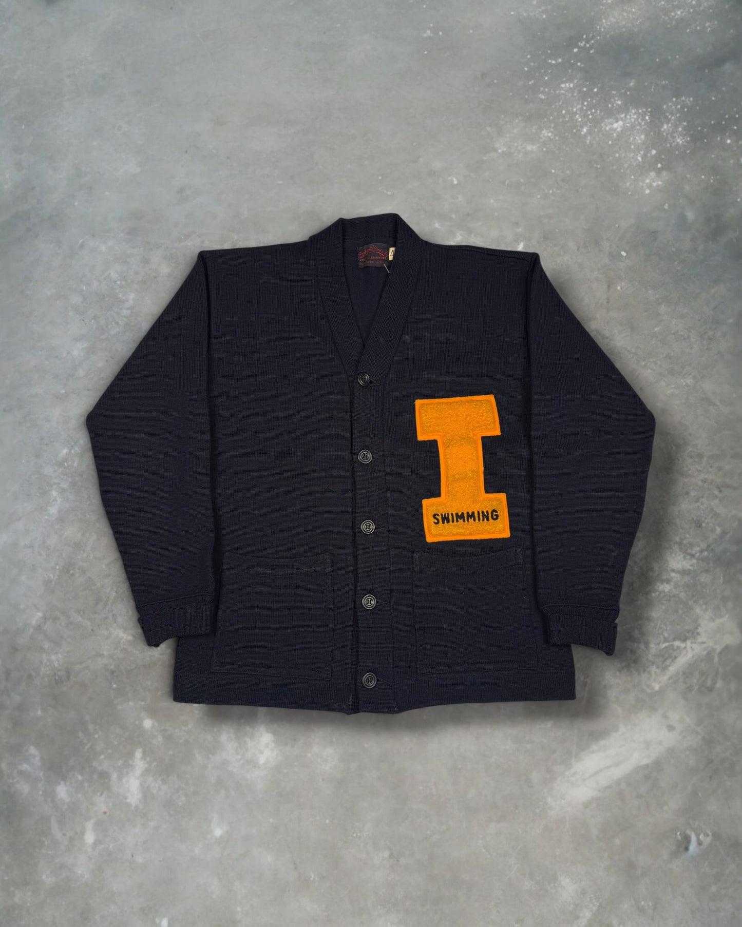 ‘40s Illinois University Swimming Varsity Letterman Cardigan Sz. L