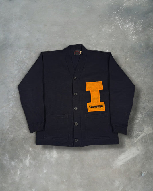 ‘40s Illinois University Swimming Varsity Letterman Cardigan Sz. L