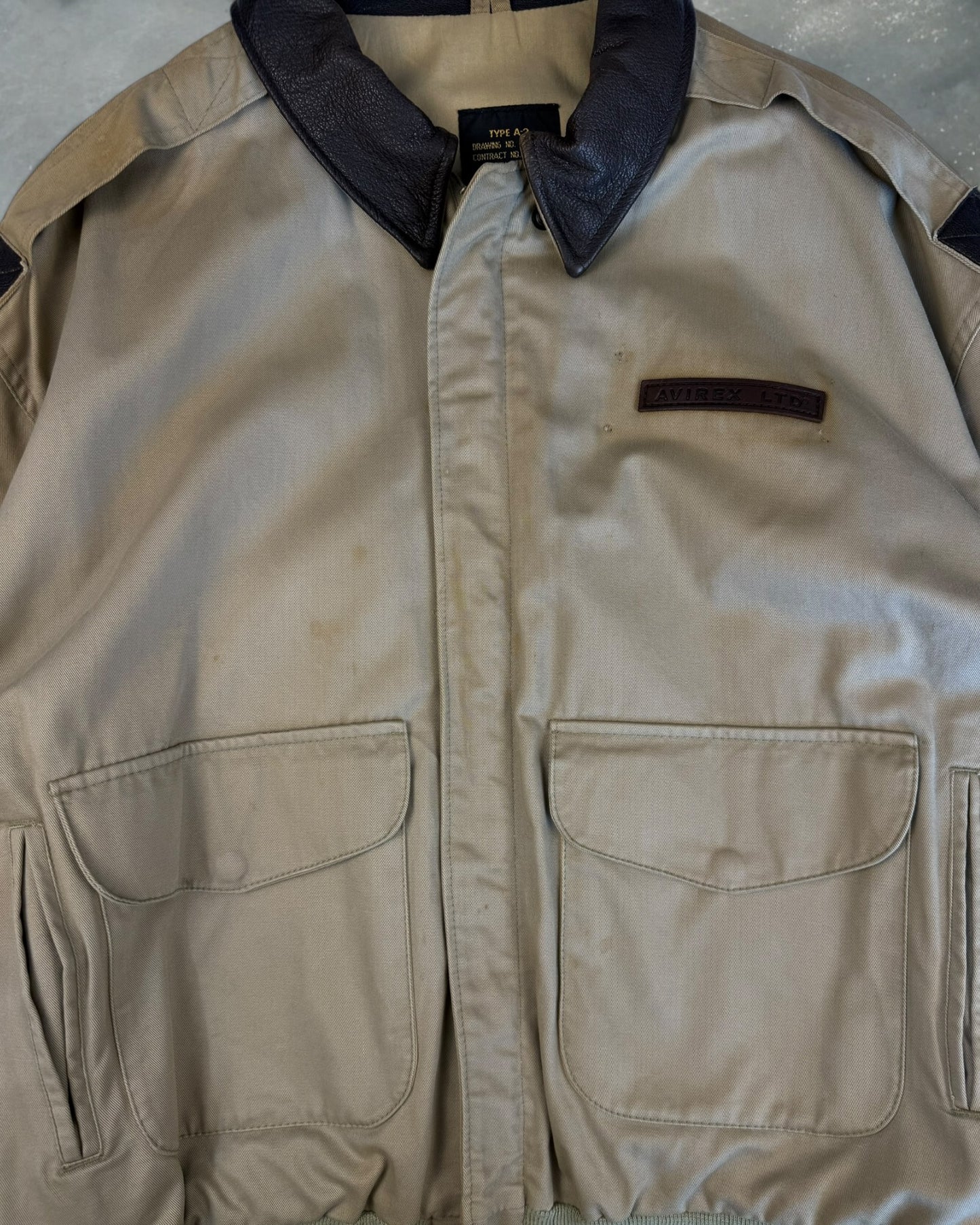 ‘90s Avirex Type A-2 Canvas Flight Jacket Sz. L