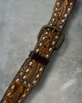 ‘90s Brown Leather Contrast Stitch Belt Sz. 32