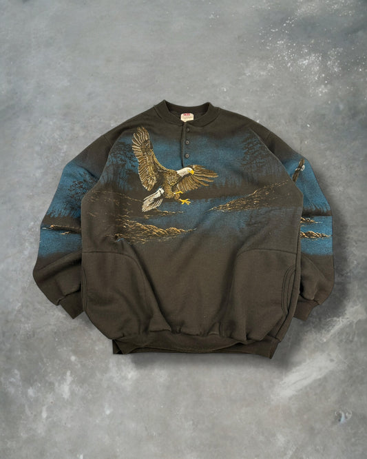 ‘90s Eagle Nature Button Crewneck Sz. XL