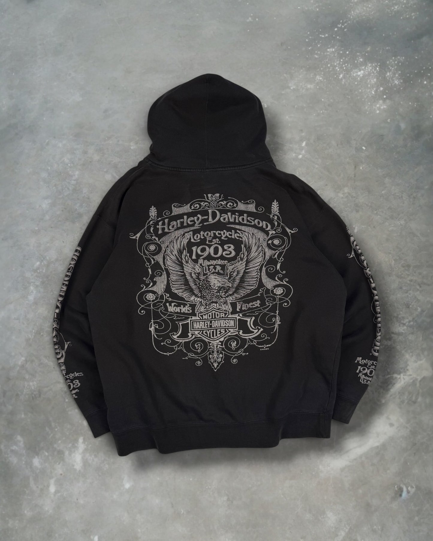 ‘10 Grunge Harley Davidson Hoodie Sz. XXL