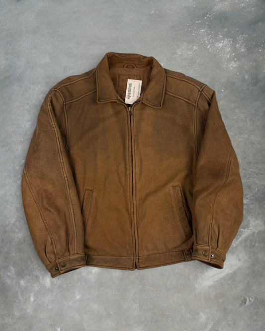 ‘00s Faded Brown Leather Jacket Sz. L