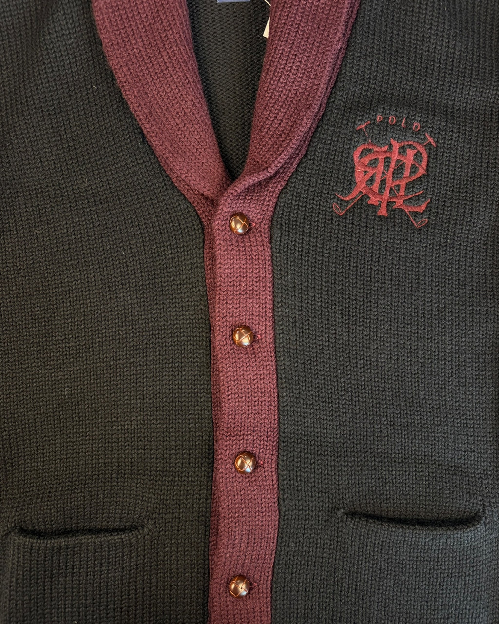 ‘80s Polo Ralph Lauren Wool Knit Shawl Collar Cardigan Sz. L