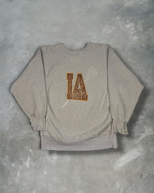 ‘90s Distressed Loyola Academy Lacrosse Champion Reverse Weave Crewneck Sz. XL