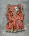 ‘00s Floral Silk Top Sz. L