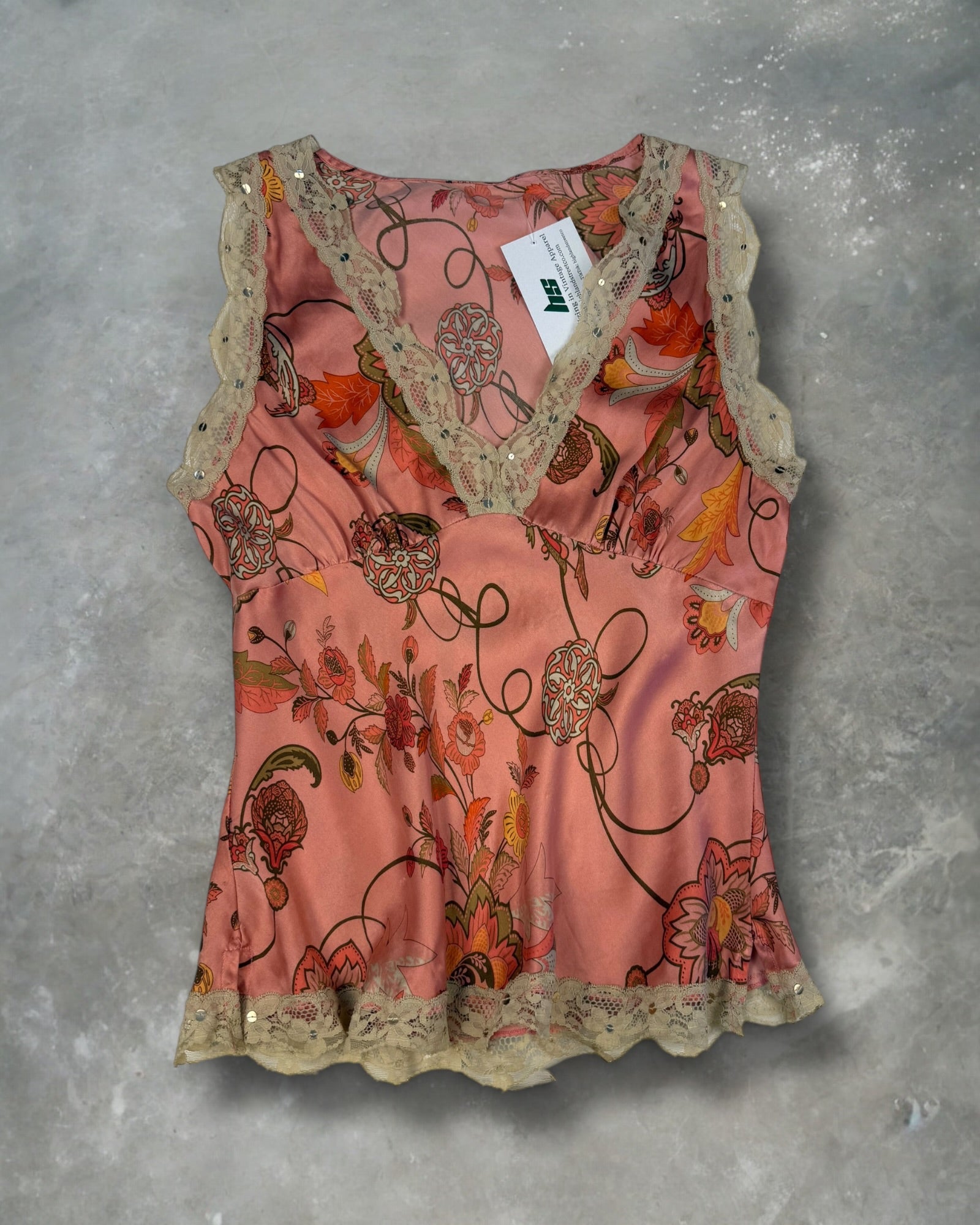 ‘00s Floral Silk Top Sz. L
