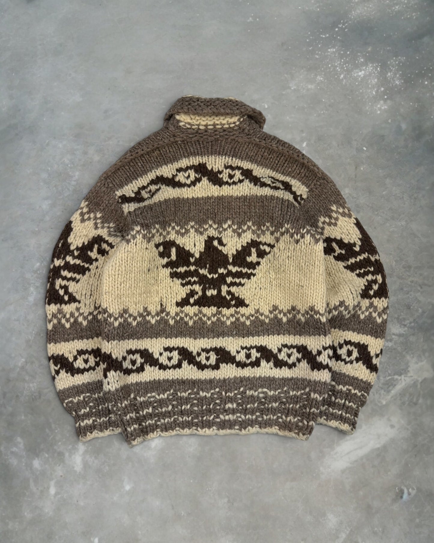 ‘70s Cowichan Hand Knit Zip-Up Sweater Sz. M
