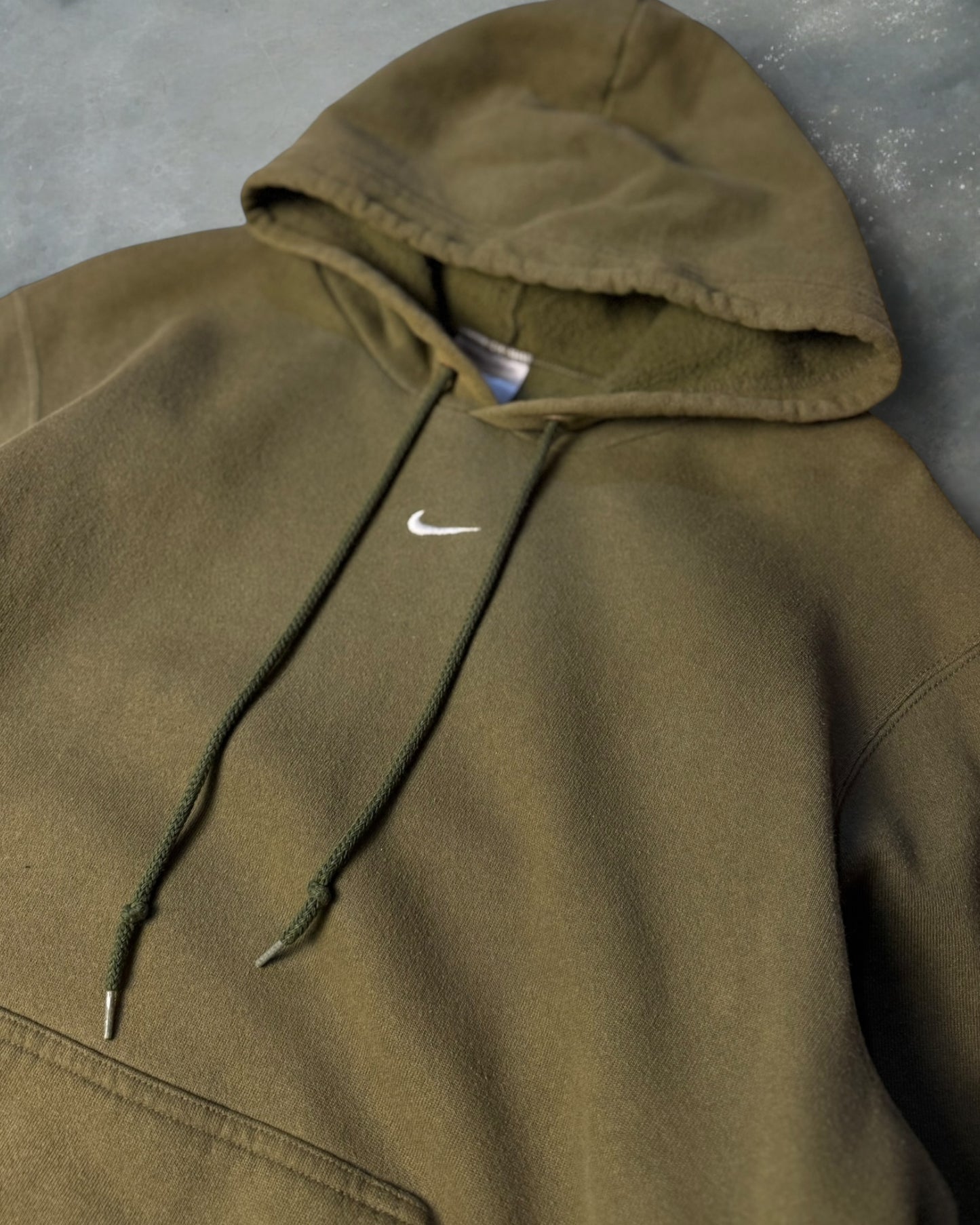 ‘00s Olive Green Nike Center Swoosh Hoodie Sz. M