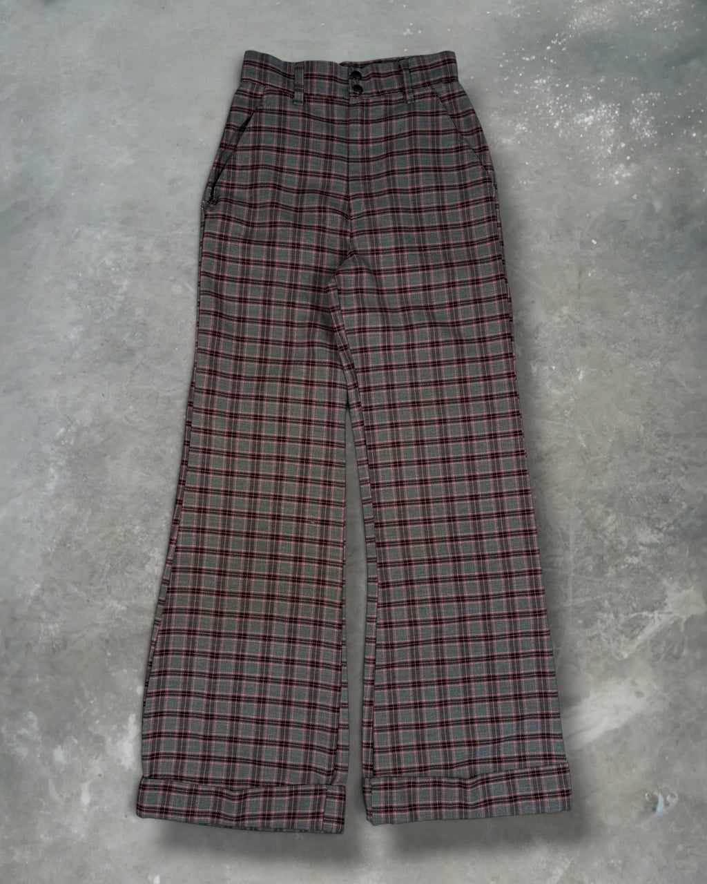 ‘70s Jc Penny Flare Plaid Pants Sz. 26x33