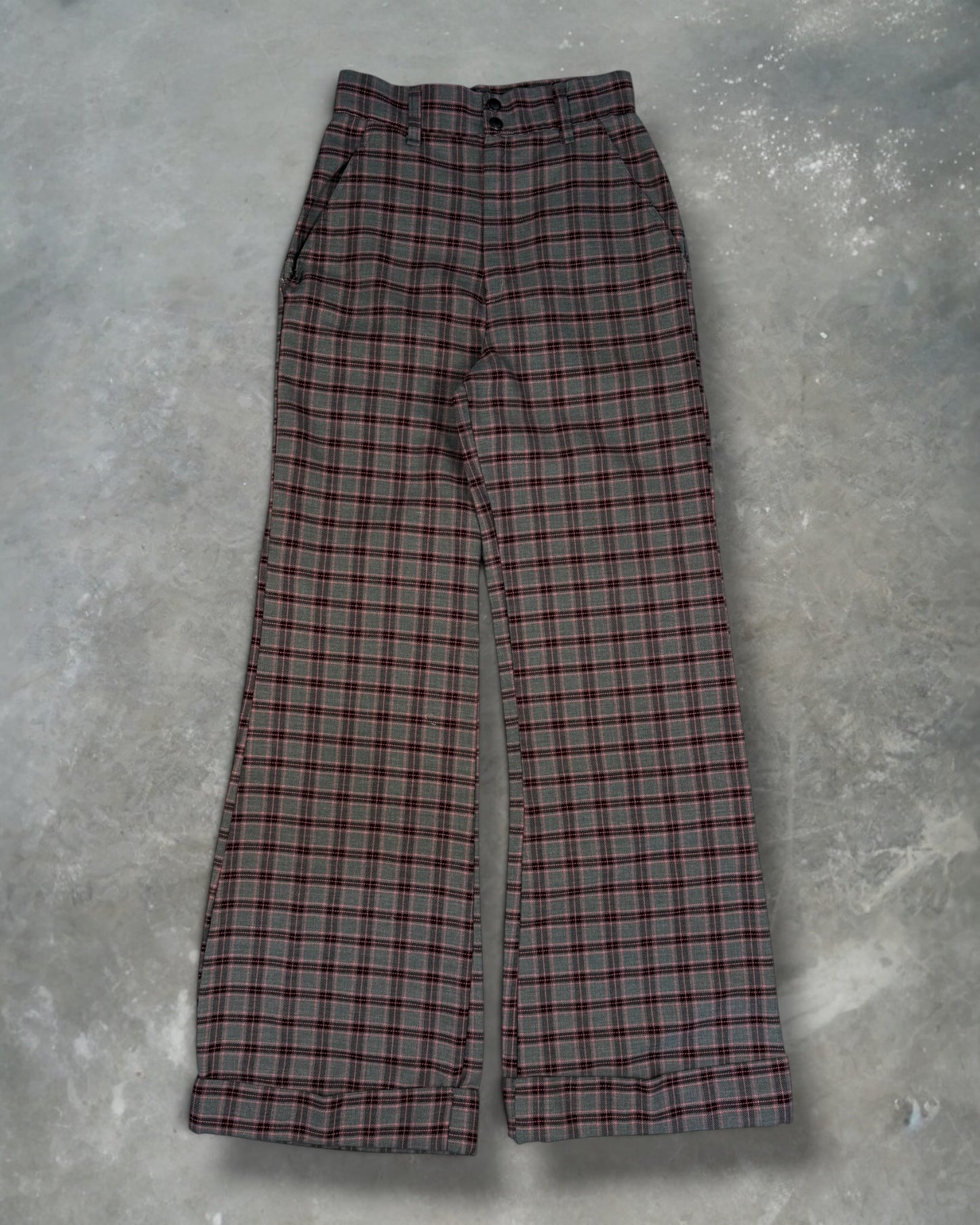 ‘70s Jc Penny Flare Plaid Pants Sz. 26x33