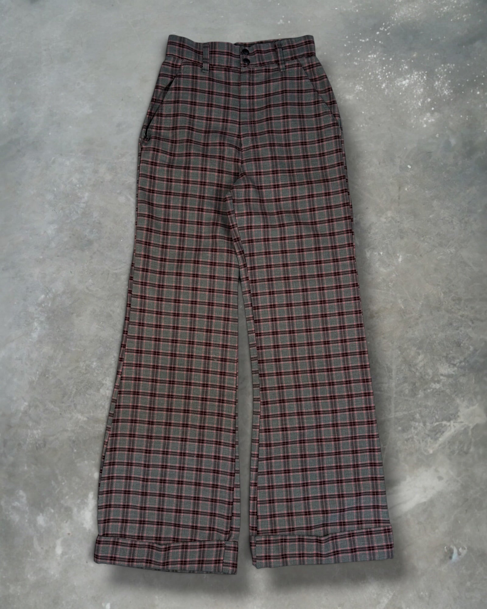 ‘70s Jc Penny Flare Plaid Pants Sz. 26x33