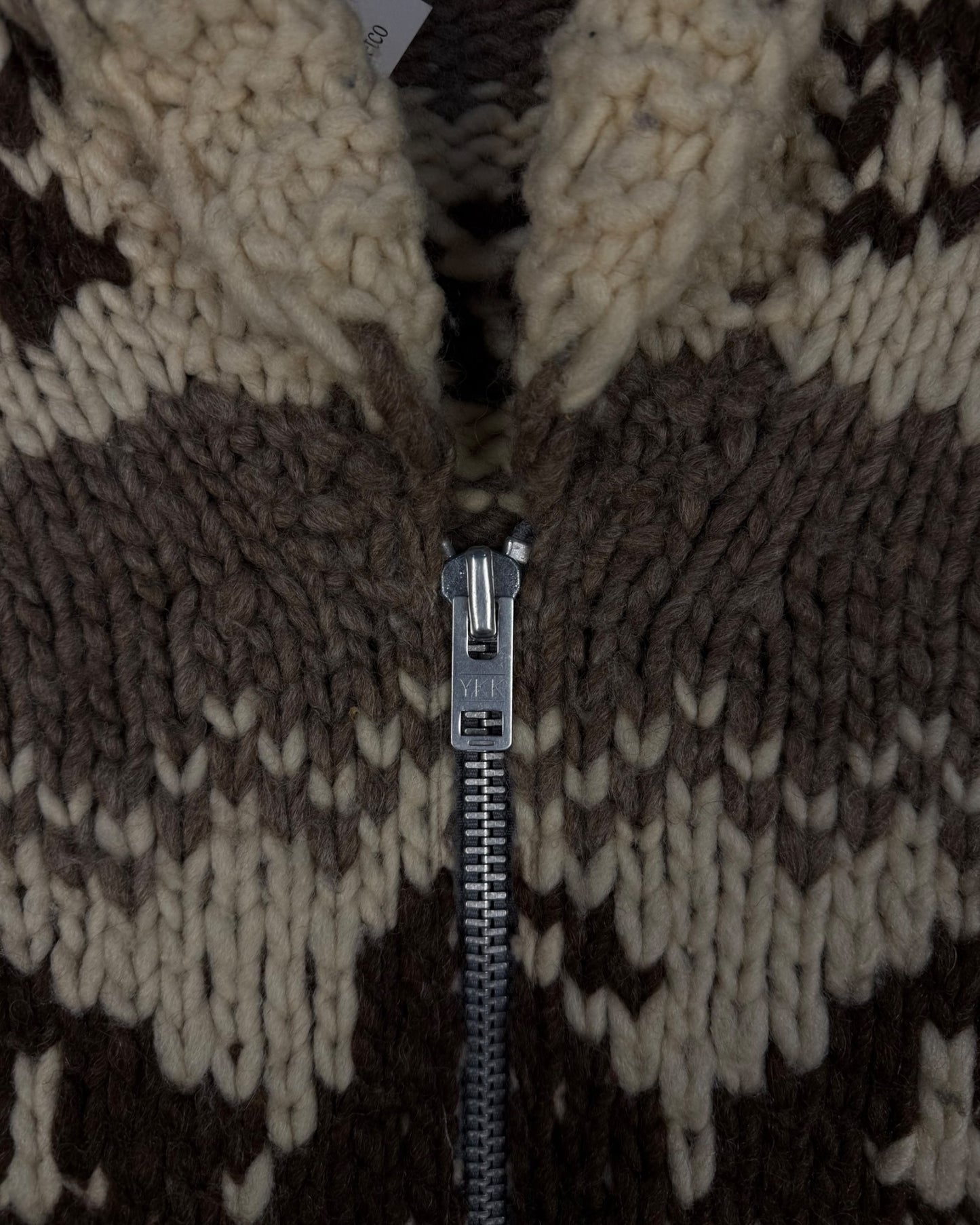 ‘70s Cowichan Hand Knit Zip-Up Sweater Sz. M