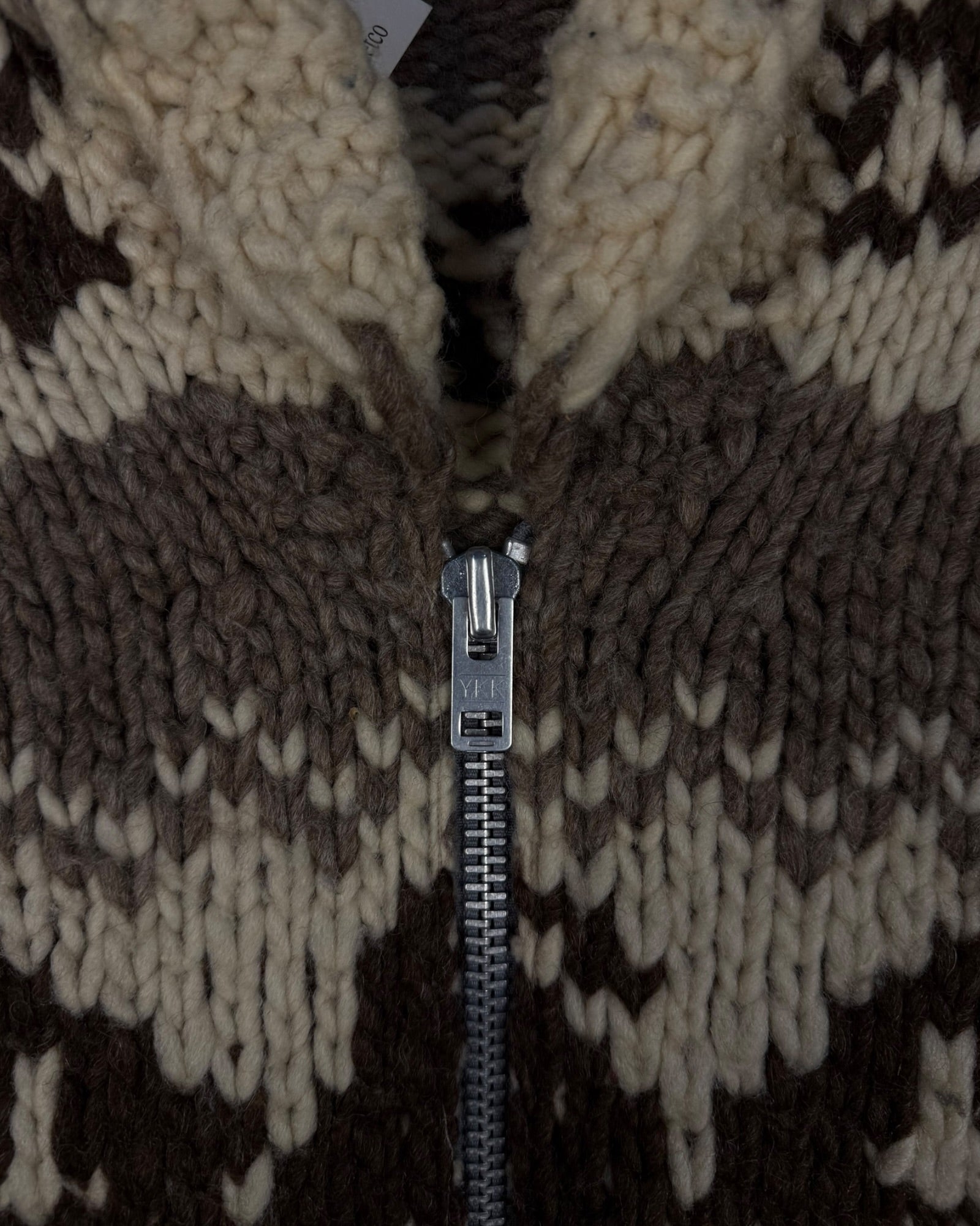 ‘70s Cowichan Hand Knit Zip-Up Sweater Sz. M
