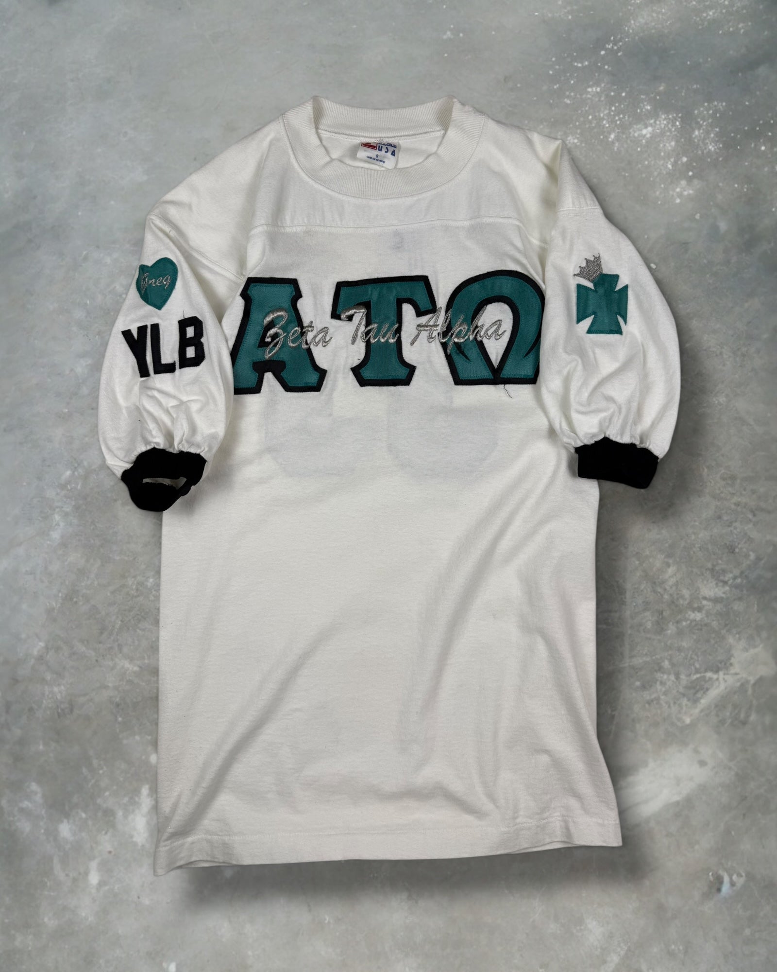 ‘80s Beta Tau Alpha Drinking Jersey Tee Sz. S
