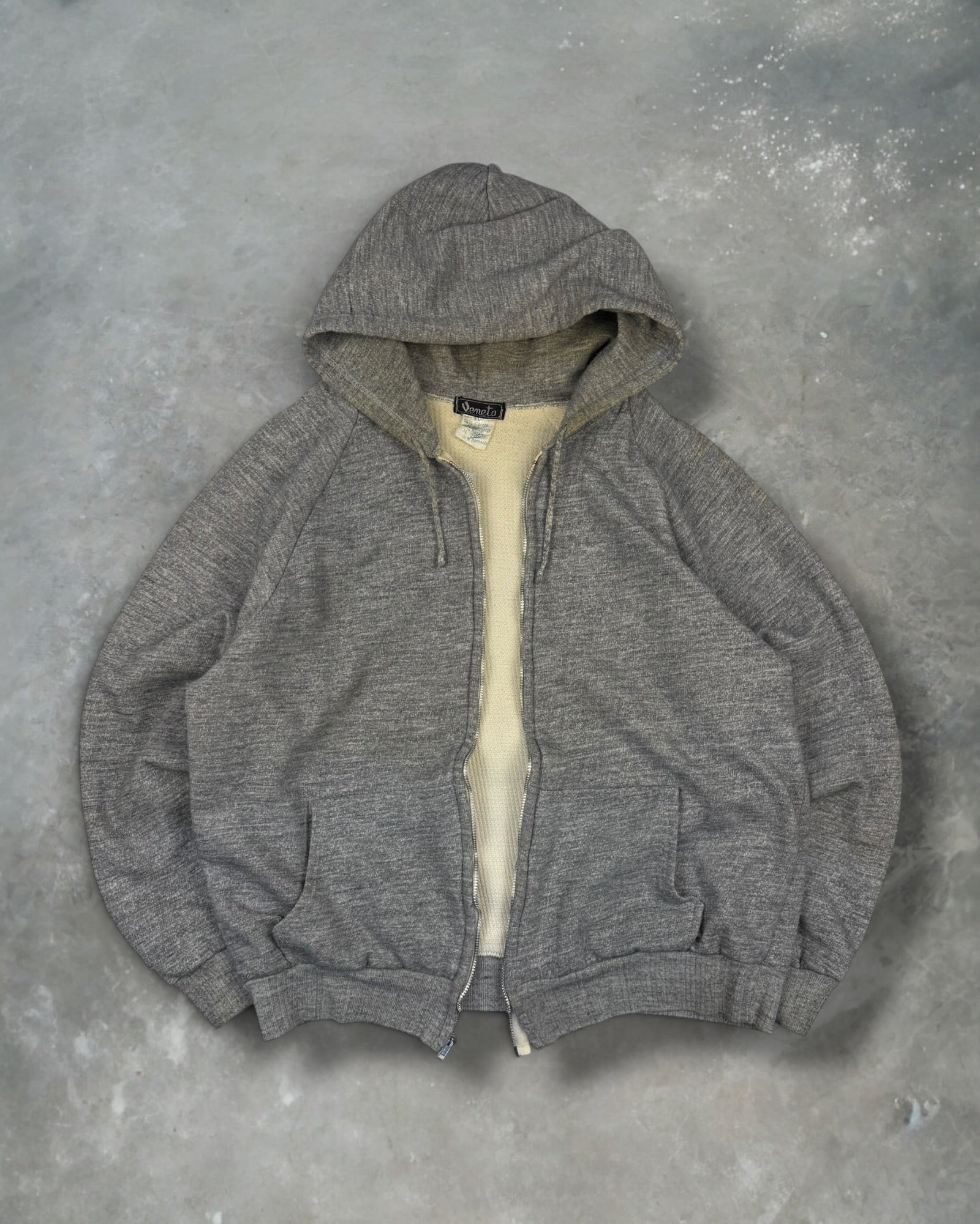 ‘80s Raglan Waffle Lined Zip Up Hoodie Sz. XL