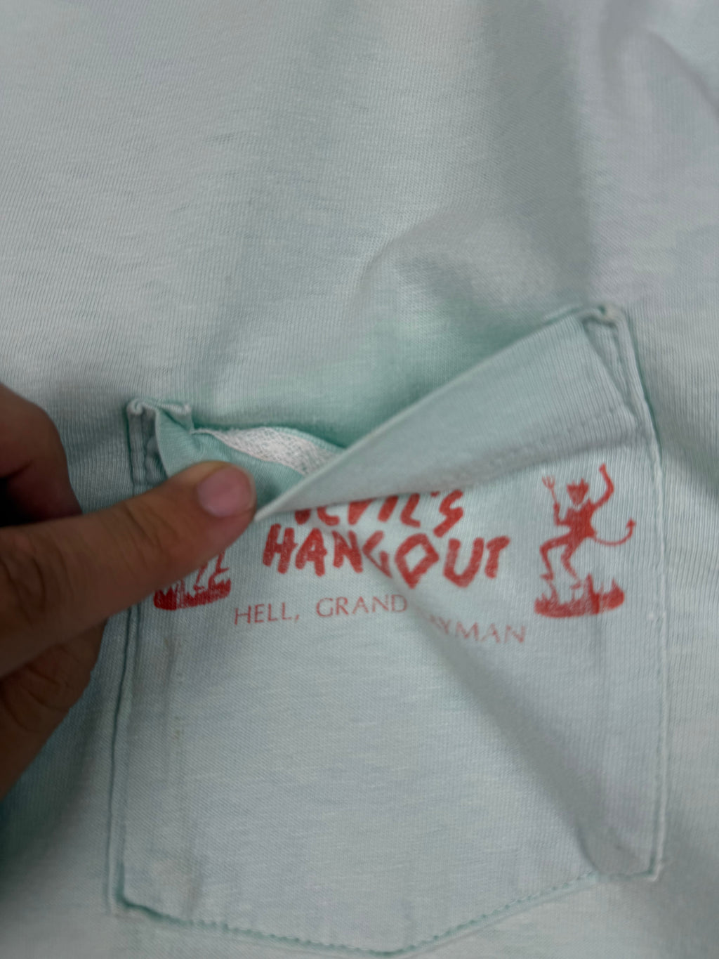 ‘89 Devils Hangout Salvage Pocket ￼Tee Sz. L