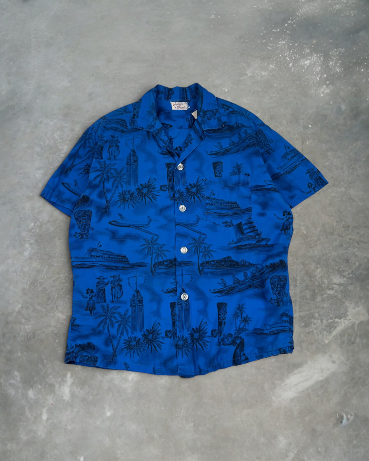 ‘60s Hawaiian Loop Collar Button Up Sz. L