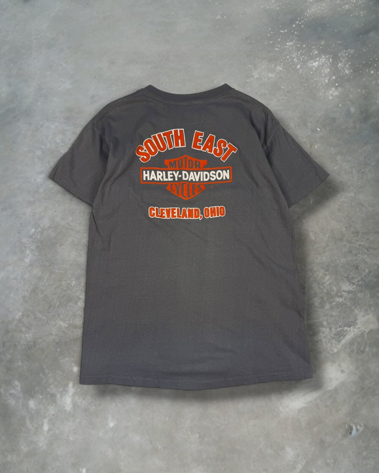 ‘89 Ohio Harley Davidson 3D Emblem Engine Tee Sz. L