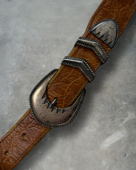 ‘00s Brown Silver Buckle Belt Sz. 30