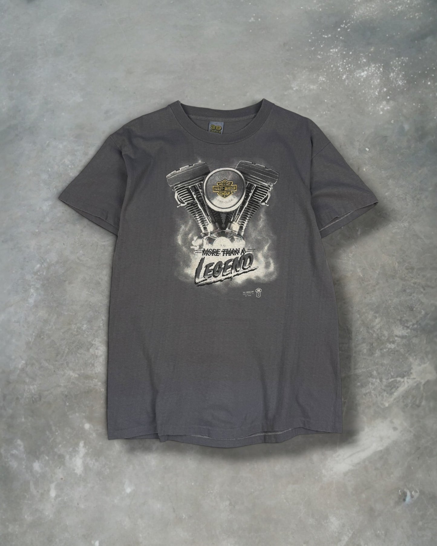 ‘89 Ohio Harley Davidson 3D Emblem Engine Tee Sz. L