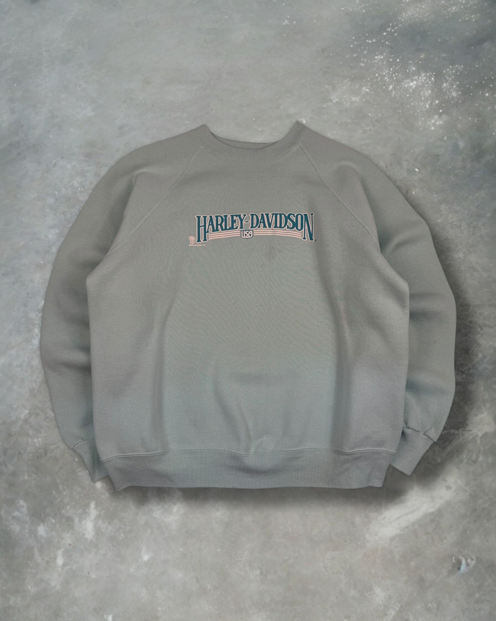 ‘82 Rockford Mint Green Harley Davidson Crewneck Sz. XL