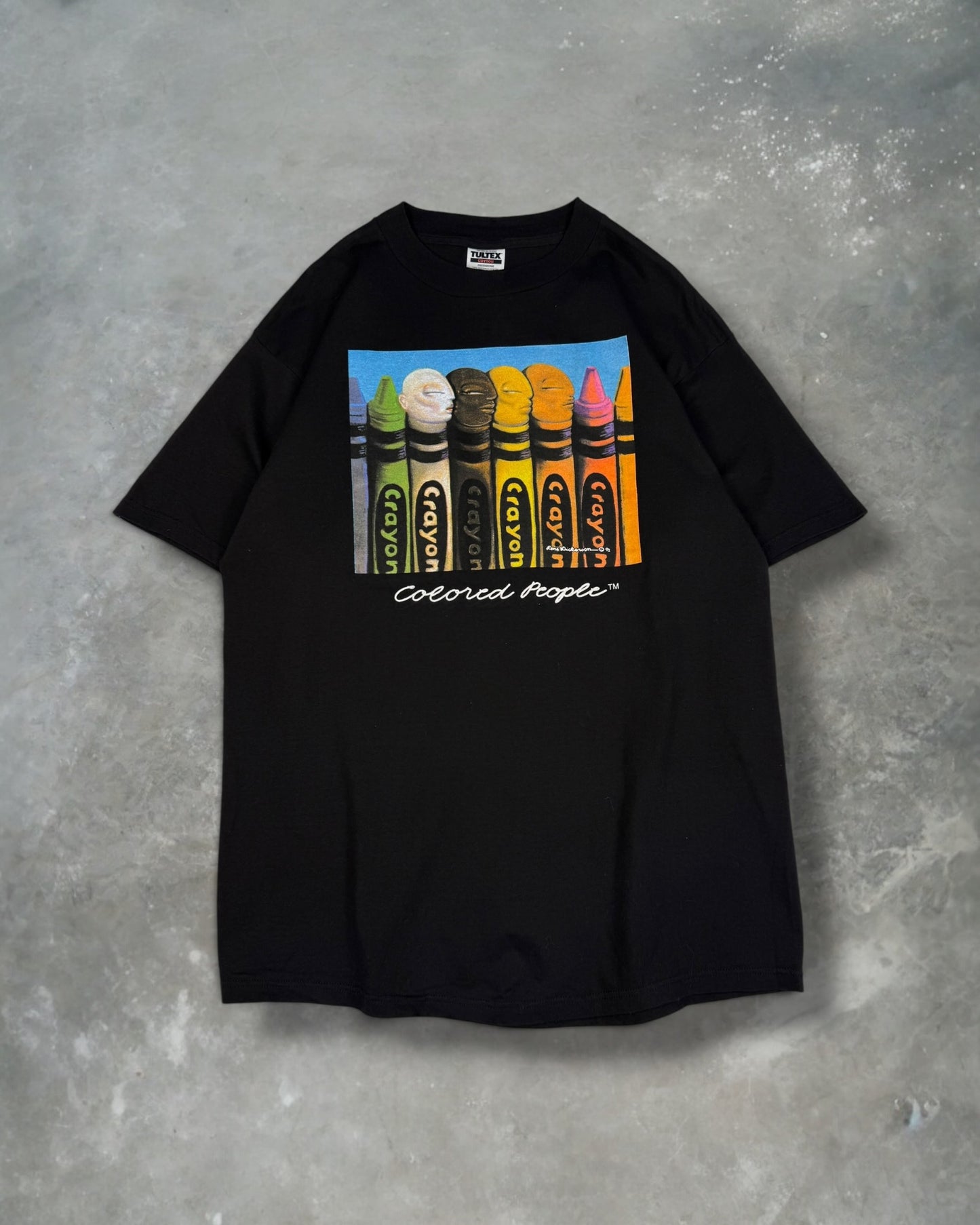 ‘90s Colored People Crayon Art Tee Sz. XL