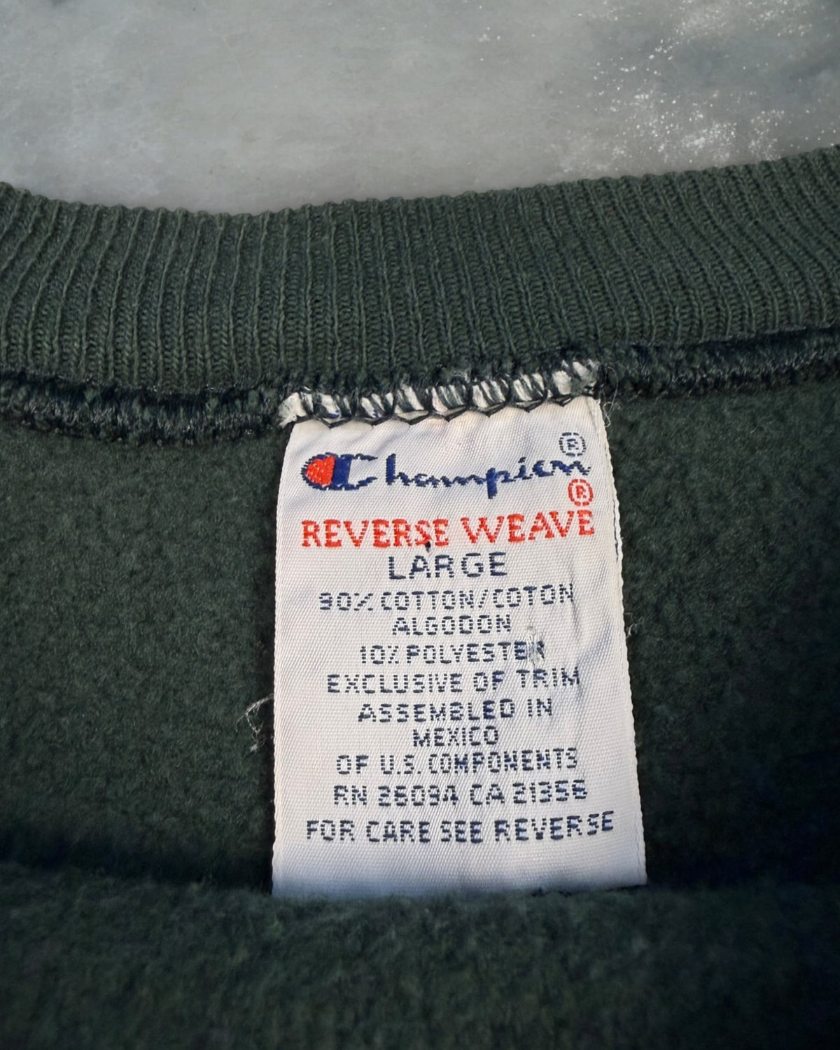 ‘90s Pine Green Champion Reverse Weave Crewneck Sz. L