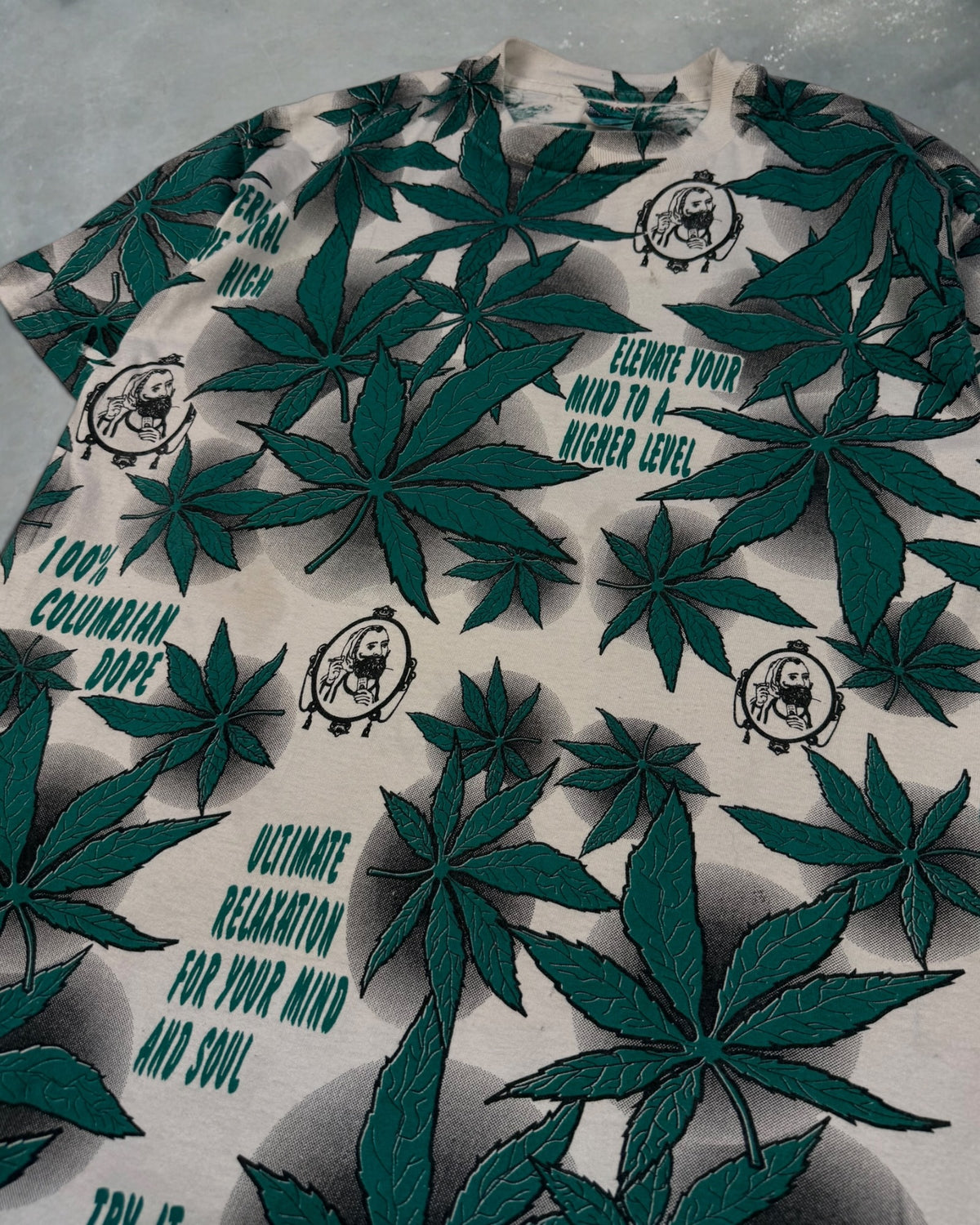 ‘90s Zig Zag Man Weed AOP Tee Sz. L