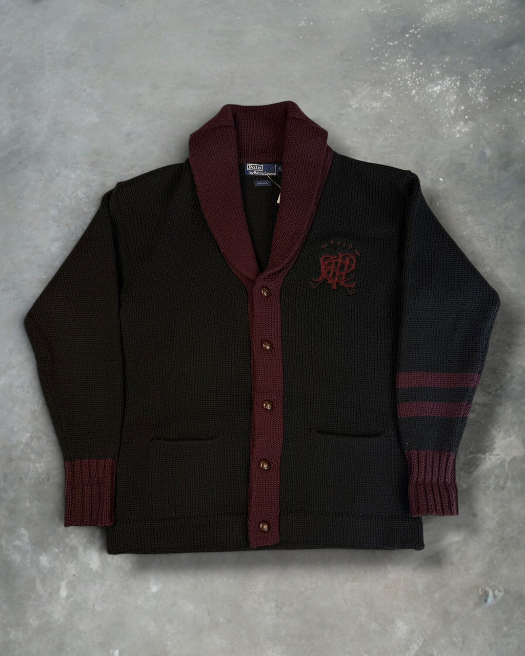 ‘80s Polo Ralph Lauren Wool Knit Shawl Collar Cardigan Sz. L