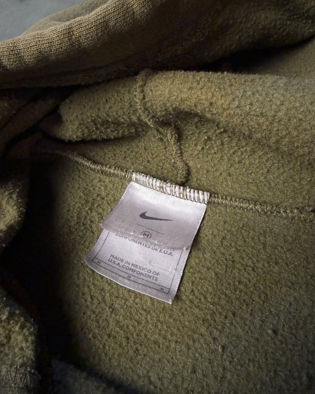 ‘00s Olive Green Nike Center Swoosh Hoodie Sz. M