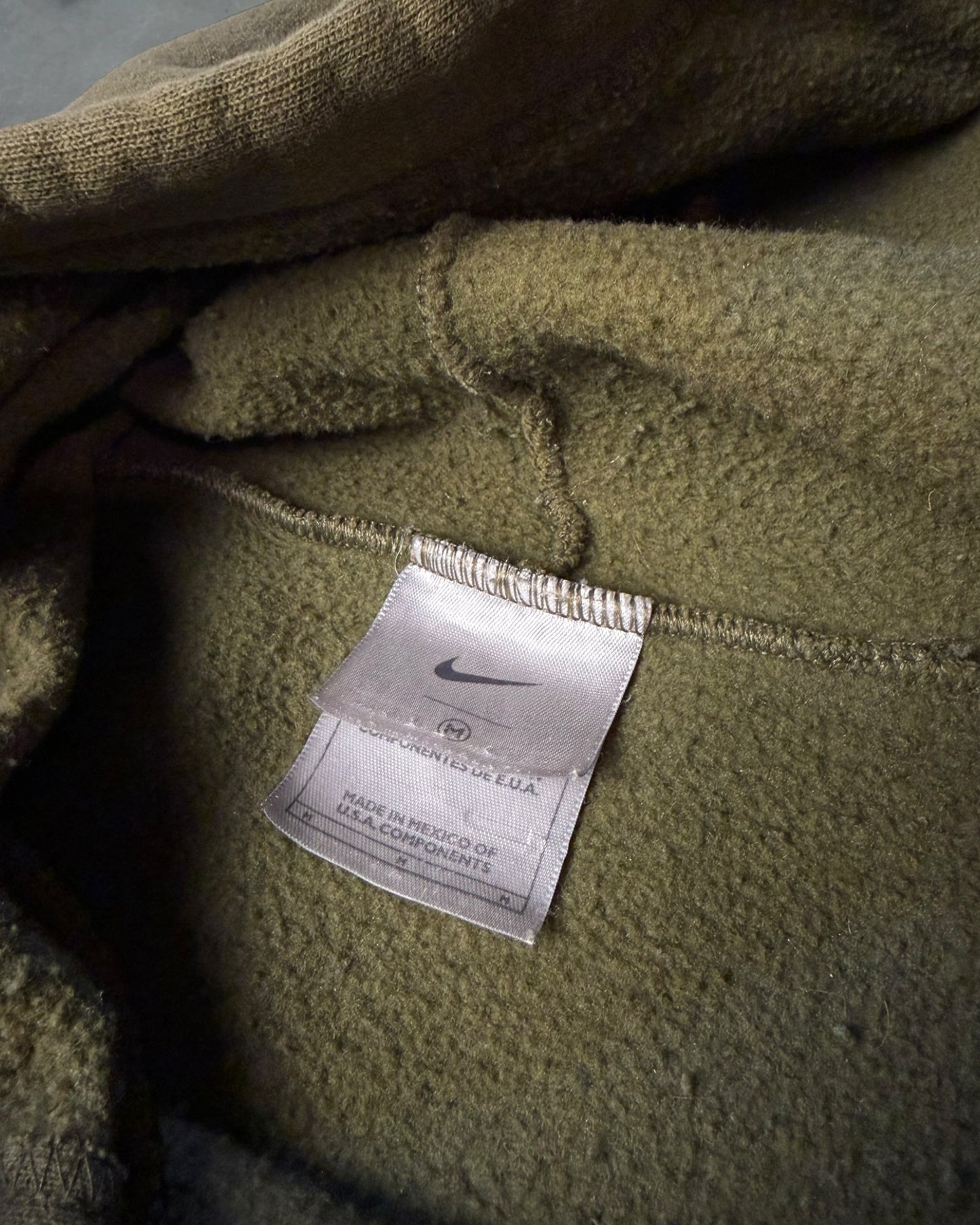 ‘00s Olive Green Nike Center Swoosh Hoodie Sz. M