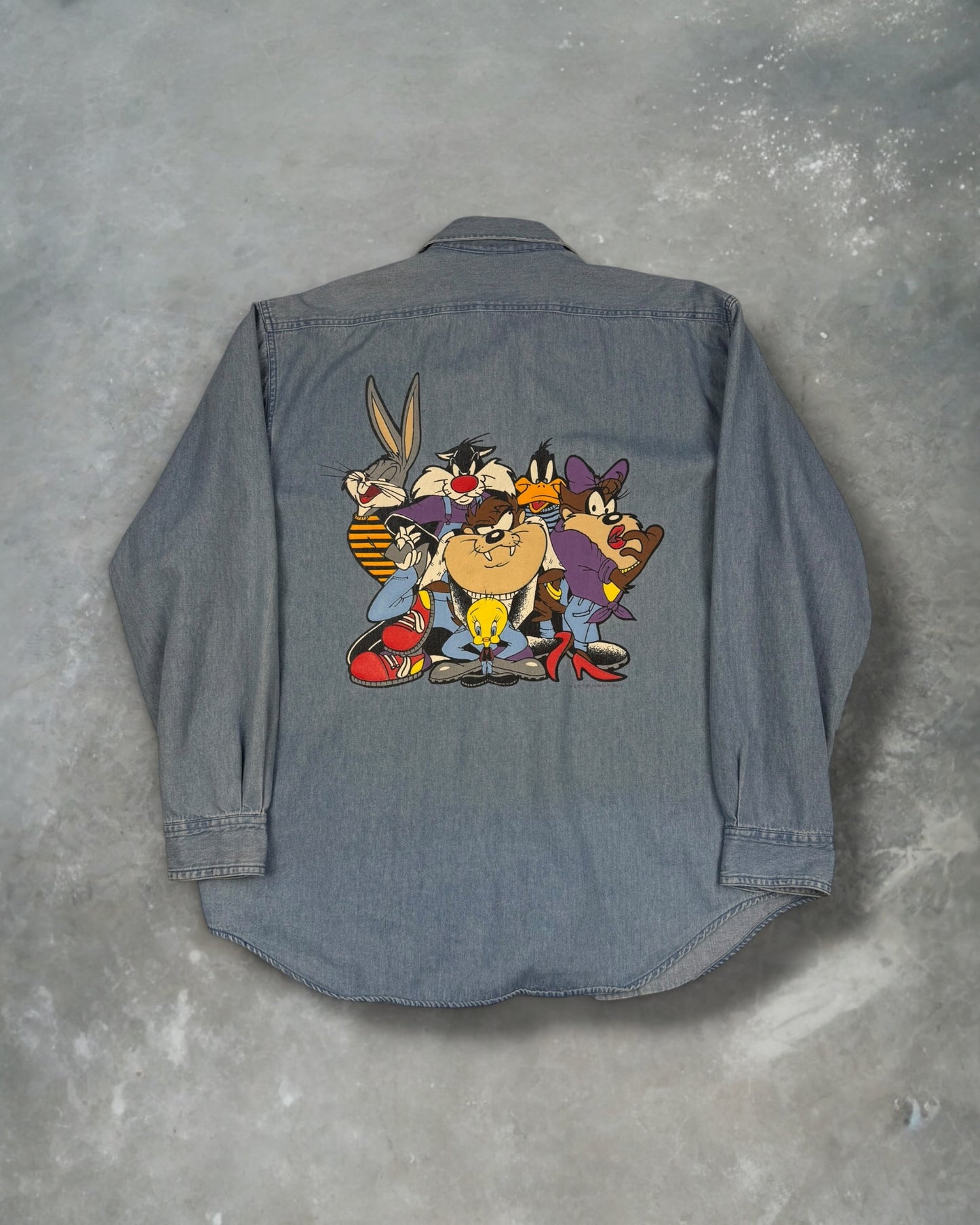‘95 Looney Tunes Denim Button Up Sz. L