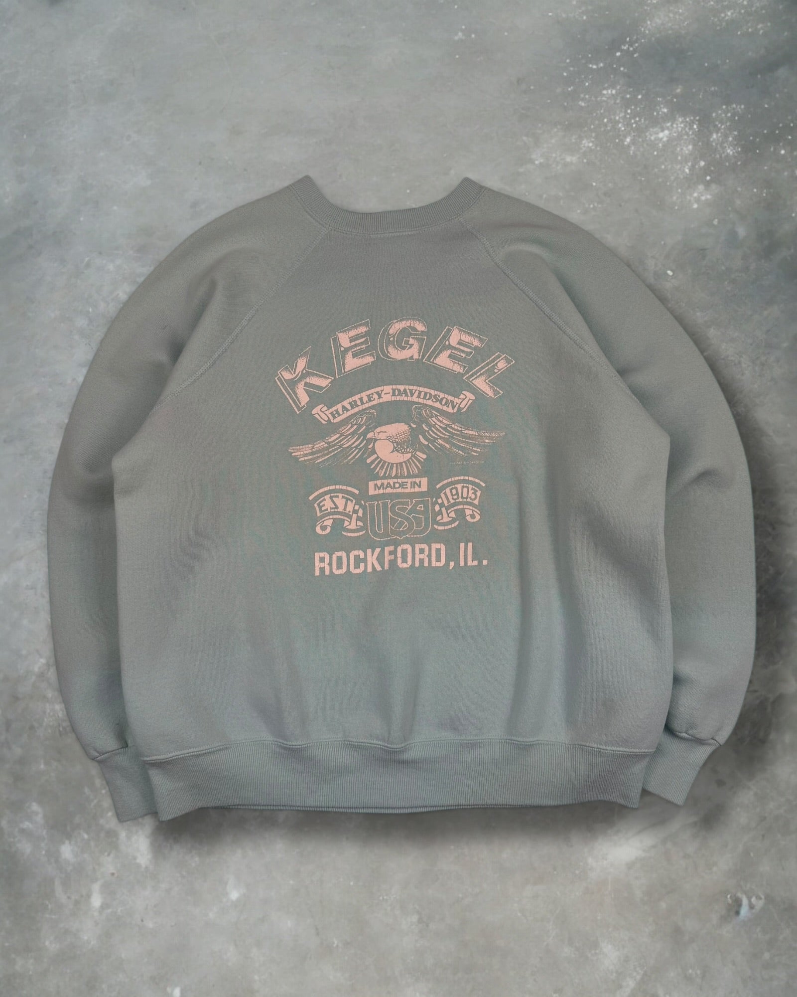 ‘82 Rockford Mint Green Harley Davidson Crewneck Sz. XL